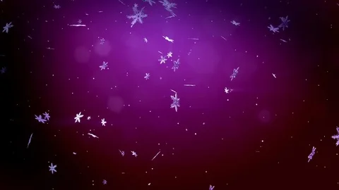 Decorative 3d snowflakes float in air in slow motion and shine at night on a Stock Footage 81587812