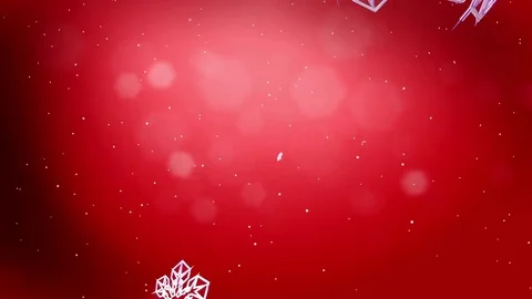 Decorative 3d snowflakes float in air at night on a red background. Use as Stock Footage 81591153