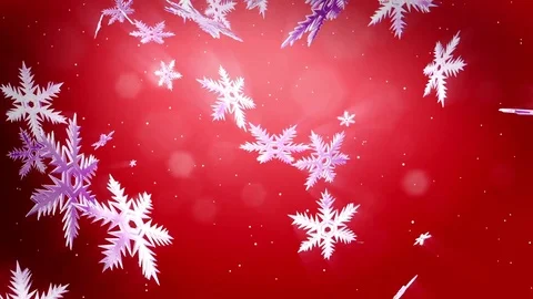 Decorative 3d snowflakes float in air at night on a red background. Use as Stock Footage 81726040