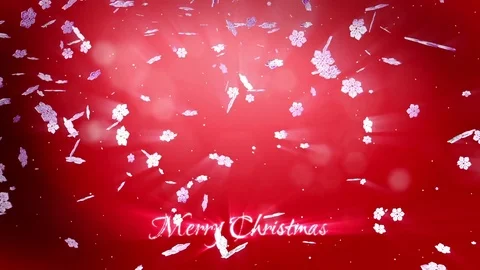 Decorative 3d snowflakes float in air in slow motion at night on a red Stock Footage 82539184