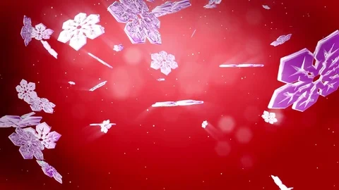 Decorative 3d snowflakes float in air on a red background. Use as animated Stock Footage 82860475