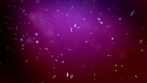 Decorative 3d snowflakes float in air in slow motion at night on a purple Stock Footage 82877139