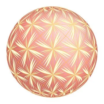Decorative 3D sphere featuring seamless pattern with flower petals shape moti Stock Illustration