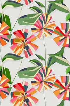 Decorative abstract flowers pattern Illustrazione stock