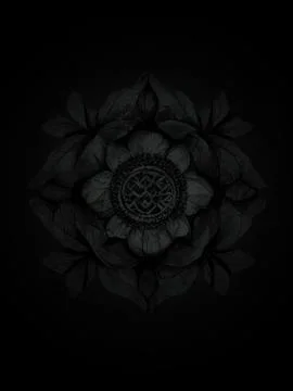 Decorative abstract pattern on black background. Circular ornament. Stock Illustration