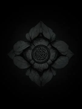 Decorative abstract pattern on black background. Circular ornament. Stock Illustration