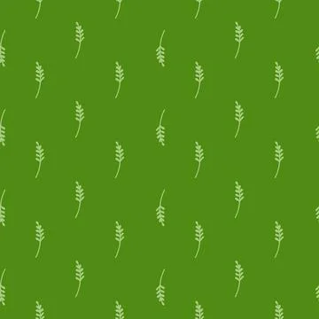 Decorative abstract seamless pattern with contoured branches elements. Green  Stock Illustration