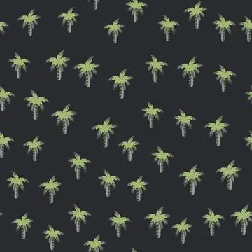 Decorative abstract seamless pattern with green little random palm tree eleme Stock Illustration