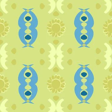 Decorative Abstract Vector Repeat Pattern In Earth Tones And Blue Illustrazione stock