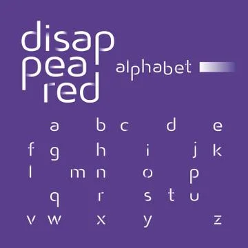 Decorative alphabet, disappeared lines vector font, sans serif style letters Stock Illustration