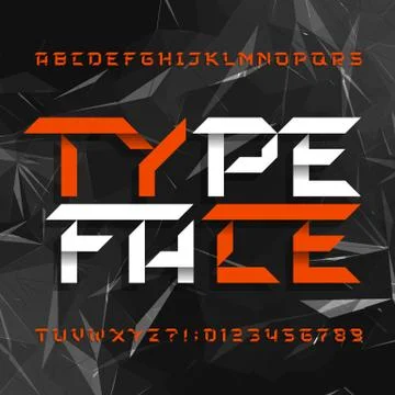 Decorative alphabet typeface. Geometric type letters and numbers Stock Illustration