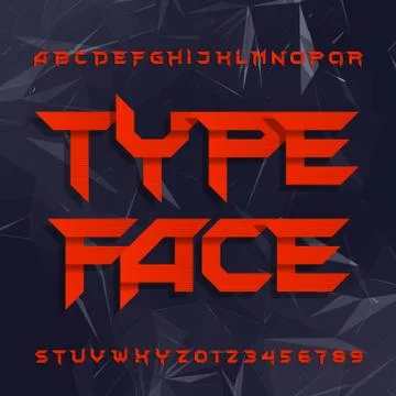 Decorative alphabet typeface. Geometric type letters and numbers Stock Illustration