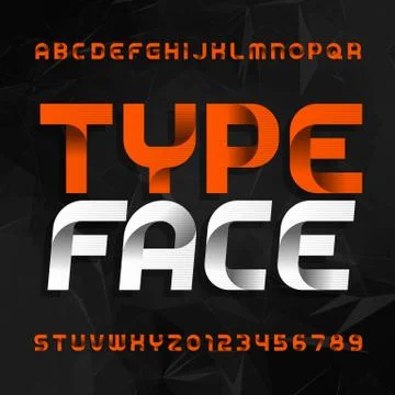 Decorative alphabet typeface. Type letters and numbers. Stock Illustration