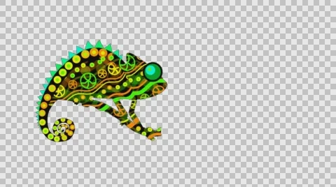 Decorative animation chameleon, chameleon from patterns, alpha channel Stock Footage 68937285