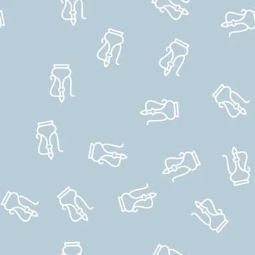 Decorative arab jug line vector seamless pattern Stock Illustration