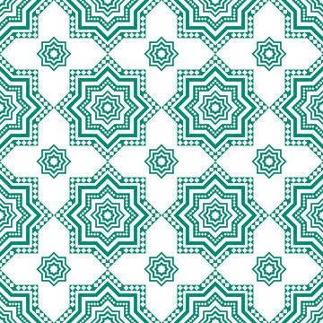 Decorative arabian pattern, green seamless arabic texture, abstract geometrical Stock Illustration
