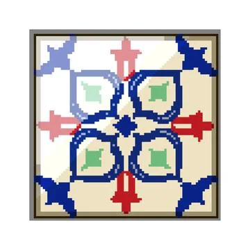 Decorative arabic mosaic tile pixel art vector illustration Stock Illustration