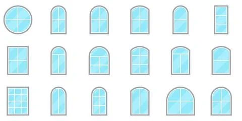 Decorative Architectural Window Collection Set Stock Illustration