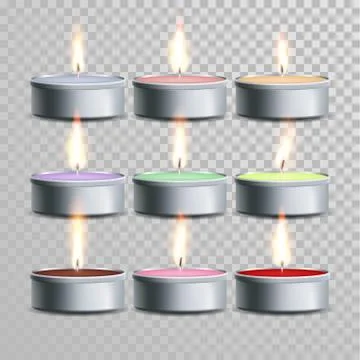Decorative aromatic tealight candles vector set Stock Illustration