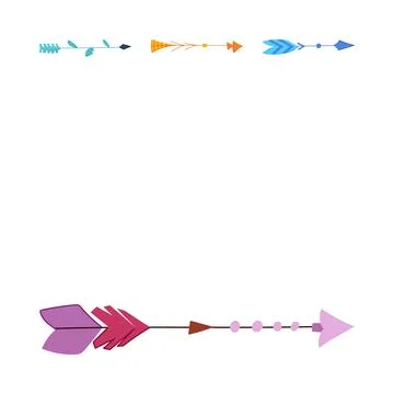Decorative arrows pointing right with boho design elements Stockillustratie