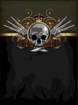 Decorative art background with skull Stock Illustration