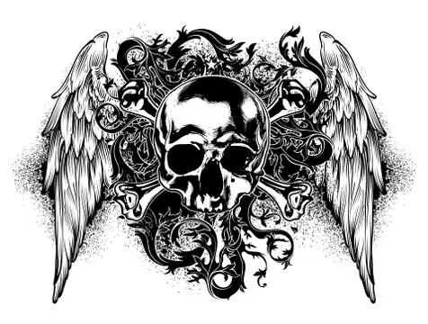 Decorative art background with skull Stock Illustration