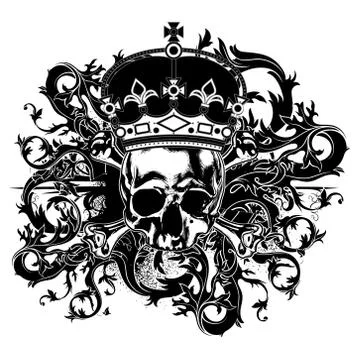 Decorative art background with skull Stock Illustration