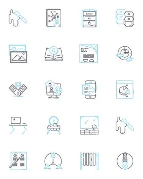 Decorative art linear icons set. Ornamentation, Aesthetics, Embellishment Stock Illustration