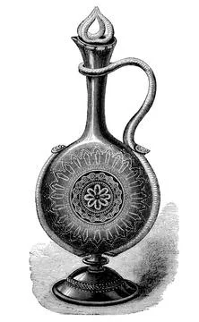 Decorative art objects exhibited in the south kensington museum London 1896 Stock Illustration