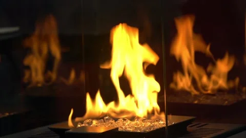 Decorative artificial fireplace Stock Footage 88078124