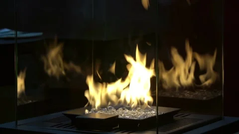 Decorative artificial fireplace Stock Footage 88078127