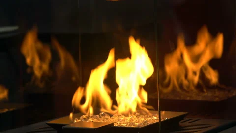 Decorative artificial fireplace Stock Footage 88691079