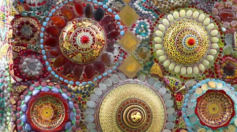 Decorative Arts and Design at the wall of temple in Thailand Stock Footage 39844953