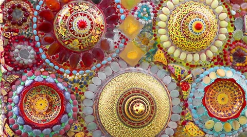 Decorative Arts and Design at the wall of temple in Thailand Stock Footage 39845707