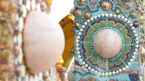 Decorative Arts and Design at the wall of temple in Thailand Stock Footage 39884958