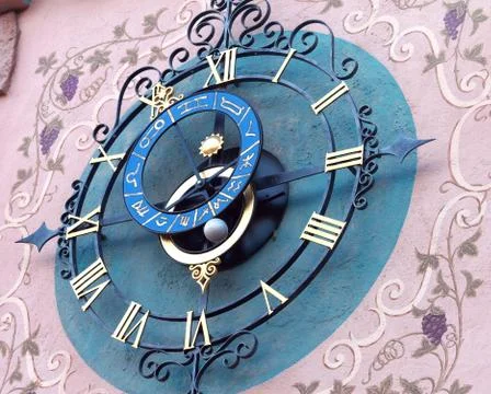 Decorative astronomical clock Stock Photos