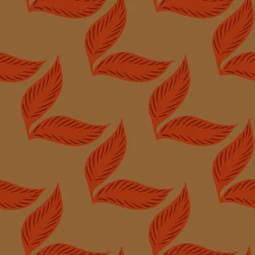 Decorative autumn foliage seamless pattern with red season leaf ornament. Bei Stock Illustration