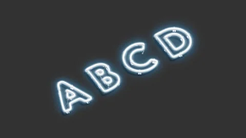 Decorative A B C D letters, broken neon font mockup, Stock Footage 137528332