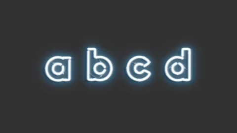 Decorative a b c d letters, broken neon font mockup, Stock Footage 137528494