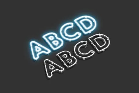 Decorative A B C D letters, neon font mockup Stock Illustration