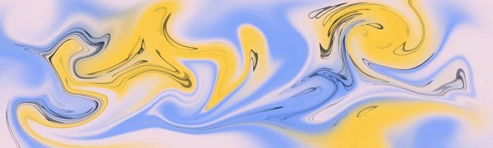 Decorative background with abstract patterns of dominant blue and yellow colo Stock Illustration