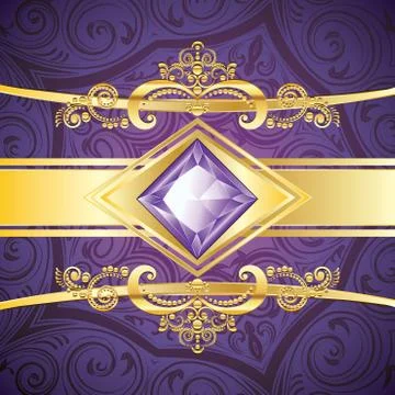 Decorative Background with Amethyst Ilustração Stock