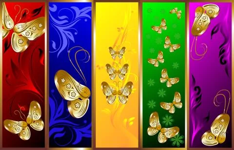 Decorative background with butterflies Ilustración de archivo