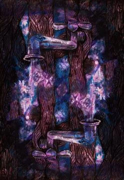 Decorative background drawing of water tabs pouring stars Stock Illustration