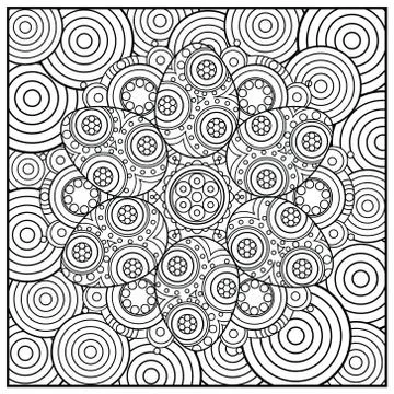 Decorative background with easter eggs and circles. Square pattern 스톡 일러스트