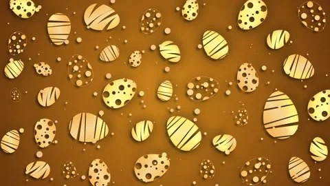 Decorative background from golden Easter eggs with graphic pattern and color dot Stock Footage 304444873