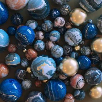 Decorative background of marble spheres. Illustrazione stock