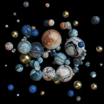 Decorative background of marble spheres. Illustrazione stock