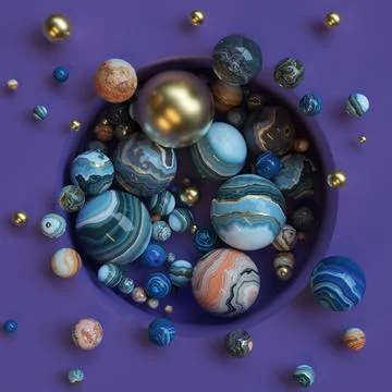 Decorative background of marble spheres. Illustrazione stock