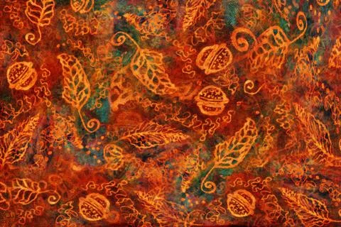Decorative background pattern with golden ornamental feathers and jingle bells. Stock Illustration